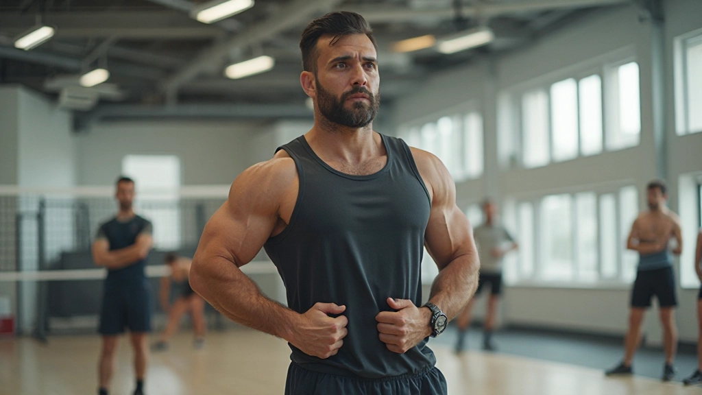 لاعب كرة طائرة محترف يقوم بحركة الإرسال في ملعب داخلي مضاء بشكل احترافي