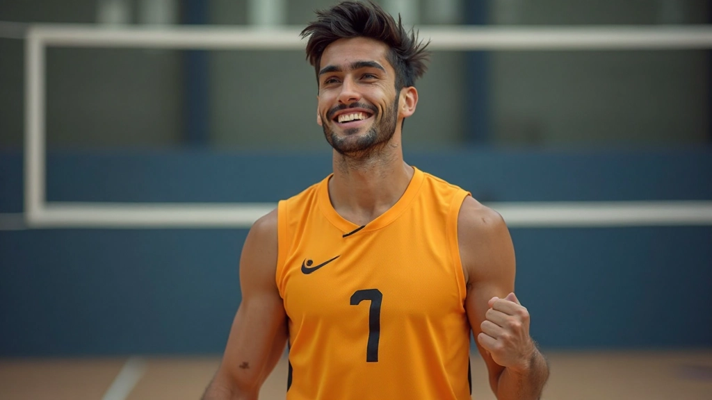 لاعب يحتفل بعد تنفيذ ضربة ساحقة ناجحة مع ردود فعل إيجابية من الفريق